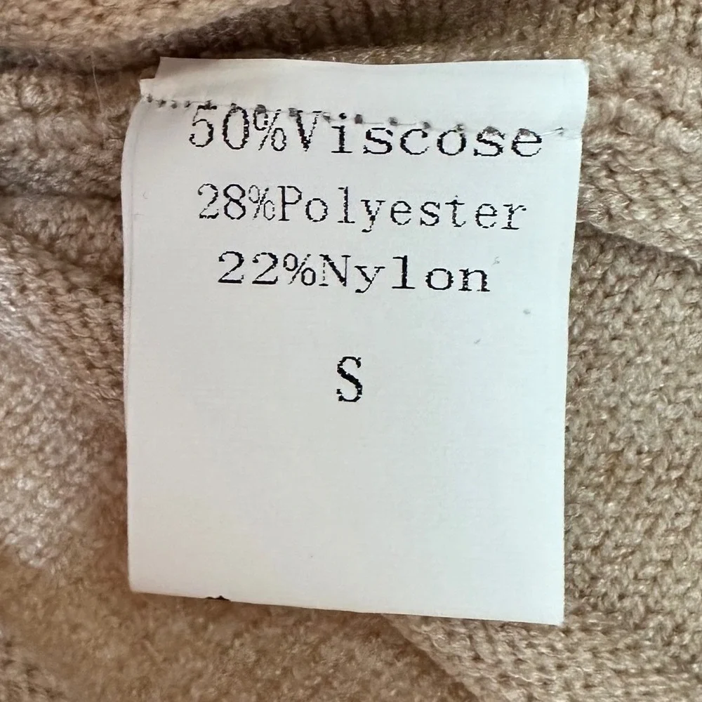 Tan Ribbed Knit Pleated Mini Skirt Elastic Waist Camel Viscose Blend Size S